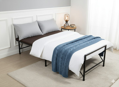 TimberNest Folding Bed Single with Mattress | (3ft x 6ft) Metal Single Bed Metal Single Bed(Finish Color - Single Layer Foam(Brown Cover, Black Frame), (Mattress Included), Delivery Condition - Pre-assembled) TimberNest Folding Bed Single with Mattress | (3ft x 6ft) Metal Single Bed Metal Single Bed(Finish Color - Single Layer Foam(Brown Cover, Black Frame), (Mattress Included), Delivery Condition - Pre-assembled)