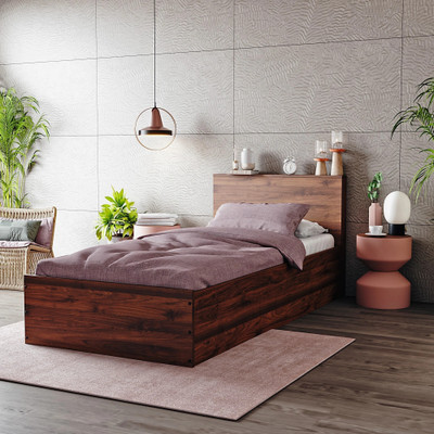 Wakefit Taurus Engineered Wood Single Box Bed(Finish Color - Columbian Walnut, Delivery Condition - Knock Down)