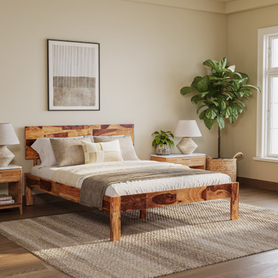 Wakefit Andromeda Sheesham Solid Wood Queen Bed(Finish Color - Natural Teak, Delivery Condition - Knock Down)