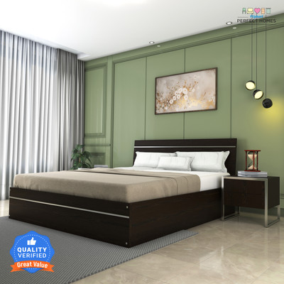 Flipkart Perfect Homes Birmingham Engineered Wood King Bed, 2131 mm x 187 cm (69.91 ft x 6.14 ft)(Finish Color - MELAMINE CP FLOWER WENGE SIB, Delivery Condition - Knock Down)