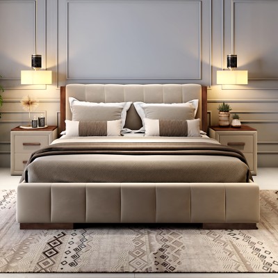 Durian JACKLIN/KB Engineered Wood King Bed(Finish Color - White Cream, Delivery Condition - Knock Down)