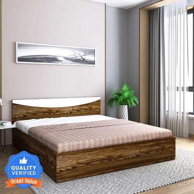 Flipkart Perfect Homes Carol Engineered Wood King Bed, 203.5 cm x 190 cm (6.68 ft x 6.23 ft)(Finish Color - Amozonia Dark & White, Delivery Condition - Knock Down)