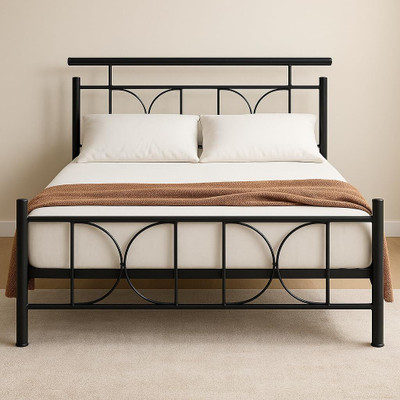 Royal Interiors Mexo Metal Queen Size Bed Without Storage Metal Queen Bed(Finish Color - Mexo, Delivery Condition - DIY(Do-It-Yourself))