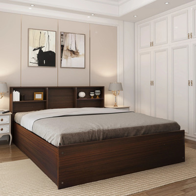 Flipkart Perfect Homes Opus Engineered Wood King Box Bed, 212.8 cm x 192.7 cm (6.98 ft x 6.32 ft)(Finish Color - AW Planked Walnut, Delivery Condition - Knock Down)