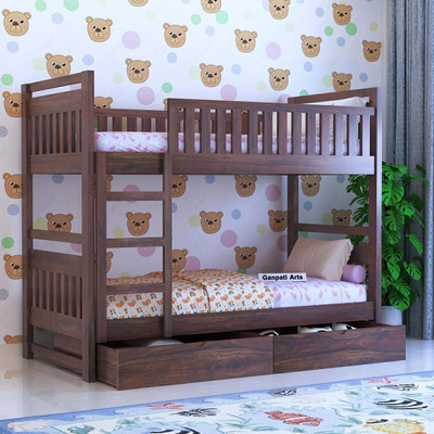 Ganpati Arts Sheesham Wood Swift Bunk Bed With2 Drawer Storage For Kids Bed/Kids Room Solid Wood Single Drawer Bed(Finish Color - Swift-Walnut, Delivery Condition - DIY(Do-It-Yourself)) Ganpati Arts Sheesham Wood Swift Bunk Bed With2 Drawer Storage For Kids Bed/Kids Room Solid Wood Single Drawer Bed(Finish Color - Swift-Walnut, Delivery Condition - DIY(Do-It-Yourself))