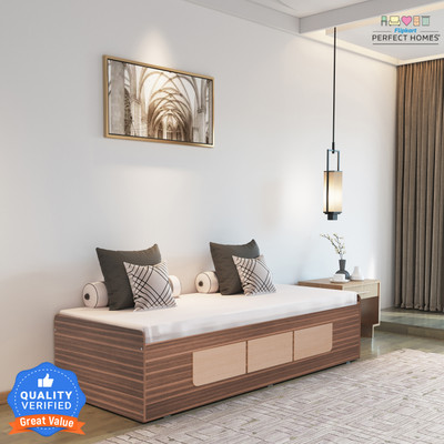 Flipkart Perfect Homes Quintus Engineered Wood Single Box Bed, 186 cm x 80.7 cm (6.1 ft x 2.65 ft)(Finish Color - Melamine SP Walnut, Delivery Condition - Knock Down)