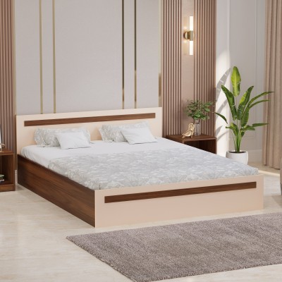 BLUEWUD Maltein Queen Size Double Bed With Storage for Bedroom Home Furniture Engineered Wood Queen Box Bed(Finish Color - Brown Maple & Beige, Delivery Condition - Knock Down)