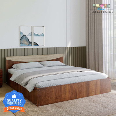 Flipkart Perfect Homes Carol Engineered Wood Queen Bed, 203.5 cm x 159.5 cm (6.68 ft x 5.23 ft)(Finish Color - Columbia Walnut SIB, Delivery Condition - Knock Down)