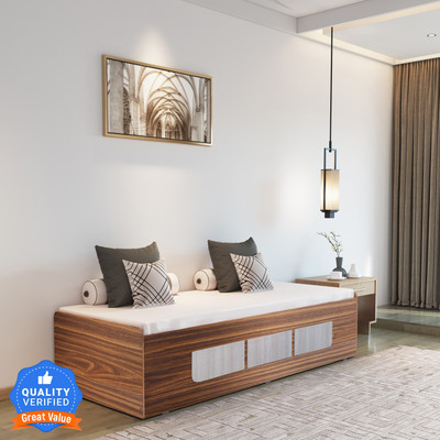 Flipkart Perfect Homes Quintus Engineered Wood Single Box Bed(Finish Color - Melamine American Walnut, Delivery Condition - Knock Down)