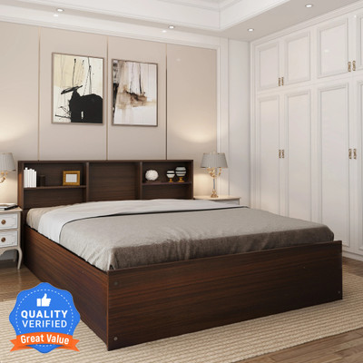Flipkart Perfect Homes Opus Engineered Wood Queen Box Bed(Finish Color - AW Planked Walnut, Delivery Condition - Knock Down)