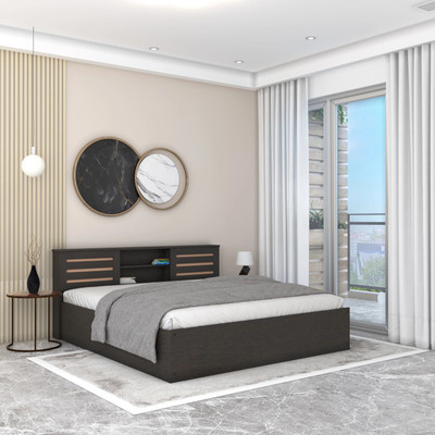 Flipkart Perfect Homes Waltz Engineered Wood King Box Bed(Finish Color - Melamine WoodV Wenge, Delivery Condition - Knock Down)