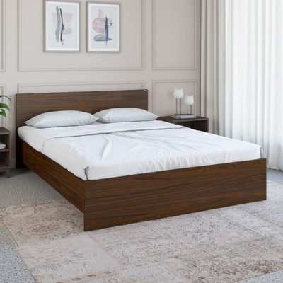 Nilkamal Arthur Neo Engineered Wood King Bed, 204.5 cm x 187.6 cm (6.71 ft x 6.15 ft)(Finish Color - Walnut, Delivery Condition - Knock Down)