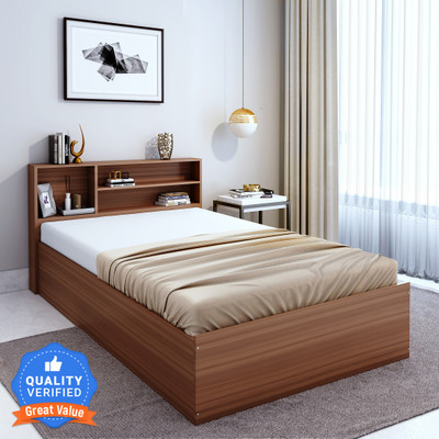 Flipkart Perfect Homes OPUS Engineered Wood Single Bed(Finish Color - Almond Walnut, Delivery Condition - Knock Down)