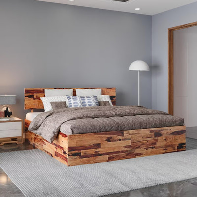 Wakefit Andromeda Solid Wood King Box Bed(Finish Color - Natural Teak, Delivery Condition - Knock Down)