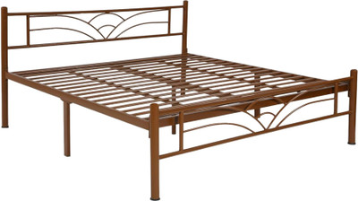 Royal Interiors Zyra Metal Queen Size Bed Without Storage Metal Queen Bed(Finish Color - Zyra, Delivery Condition - DIY(Do-It-Yourself))