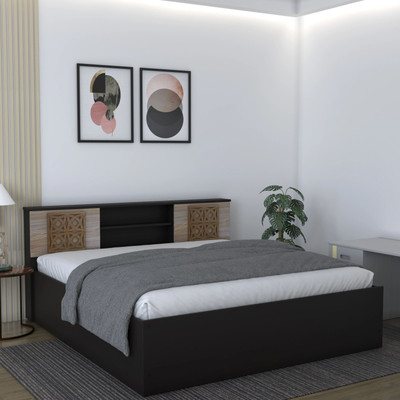 Flipkart Perfect Homes Rhapsody Engineered Wood King Box Bed, 217.9 cm x 192.5 cm (7.15 ft x 6.32 ft)(Finish Color - Melamine Wenge & Acacia, Delivery Condition - Knock Down)
