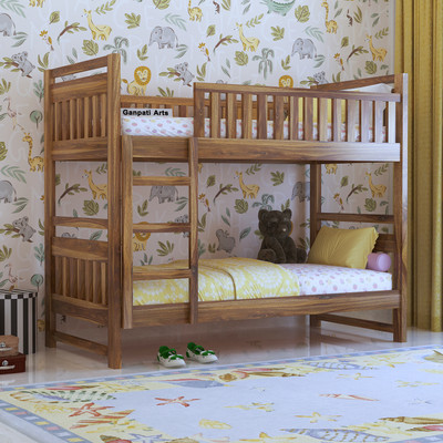 Ganpati Arts Solid Sheesham Wood Swift Bunk Bed Without Storage Solid Wood Single Bed(Finish Color - Teak Finish, Delivery Condition - DIY(Do-It-Yourself))