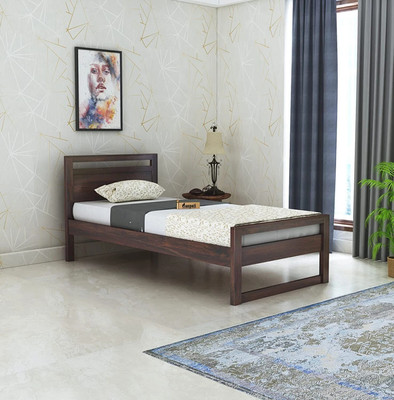 Ganpati Arts Sheesham Wood Rio Bed/Wooden Single Cot For Home/Without Storage Single Bed Solid Wood Single Bed(Finish Color - Walnut, Delivery Condition - DIY(Do-It-Yourself))