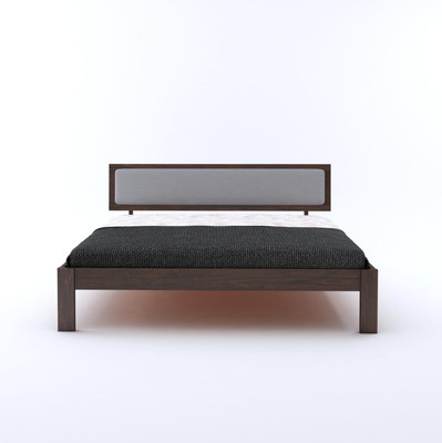 Sarswati Furniture SH Wooden Platform Cot Bed with Upholstered Cushioned Headboard Solid Wood Queen Bed(Finish Color - Walnut Finish, Delivery Condition - DIY(Do-It-Yourself))