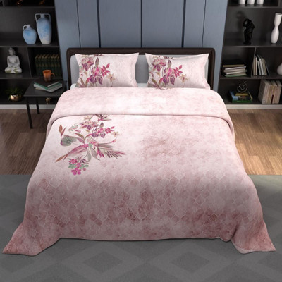 Synergized Cotton Cotton Double King Sized Bedding Set(Pink, 1 Bedsheet, 2 Pillow Covers)