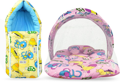 LittleTrove Cotton Baby Bed Sized Bedding Set(yellow & pink, 1)