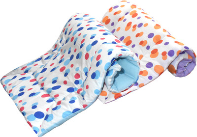 VParents Cotton Single Sized Bedding Set(Blue and orange, 2)