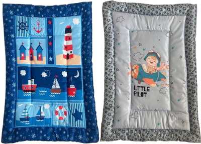 Kidrop Cotton Baby Bed Sized Bedding Set(grey+blue-18, 2)