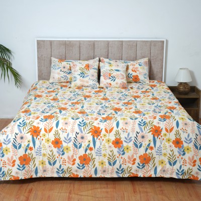 Glaxomas Cotton Double King Sized Bedding Set(Orange)