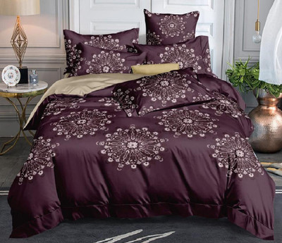 Laying Style Satin Double King Sized Bedding Set(Comforter Size 90 x 100 Inch Bedsheet 90x100 Inch) 2 Pillow Covers(18x27 Inch)-5, Glace Cotton AC Comforter Set King Size Double Bed with 1 Flat bedsheet-90x100 inch and Two Pillow Covers II 4 pc Bedding Set-Multi-RED)