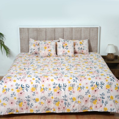Glaxomas Cotton Double King Sized Bedding Set(Pink)