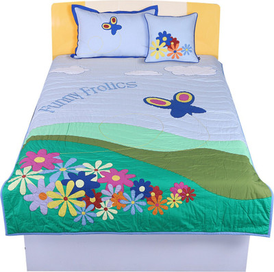 Hugs N Rugs Cotton Single Sized Bedding Set(Multicolor, 1 Comforter 1 Cushion 1 Pillow)