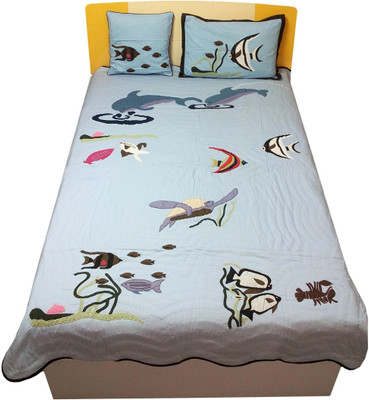 Hugs N Rugs Cotton Single Sized Bedding Set(Multicolor, 1 Comforter 1 Cushion 1 Pillow)