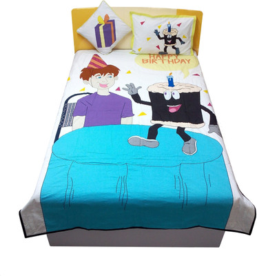 Hugs N Rugs Cotton Single Sized Bedding Set(Multicolor, 1 Comforter 1 Cushion 1 Pillow)