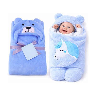 BRANDONN Fleece Baby Bed Sized Bedding Set(Blue Dog, 2 Baby Beddings)