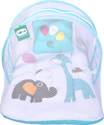 Funtus Cotton Baby Bed Sized Bedding Set(Multicolor, 1 Mosquito Net Bed, 1 Cushioned Pillow)