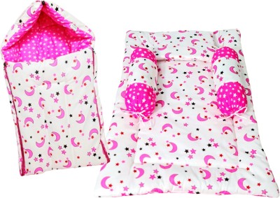 BRANDONN Baby Bedding Gift Pack Bedding With 3 Pillow Set And Sleeping Bag Combo of 2(Pink, White)
