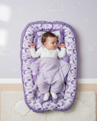 Hanshiika Collections Cotton Silk Blend Baby Bed Sized Bedding Set(Purple, A Sleeping Bed With 2 Bolsters And A Pillow)