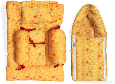 MOM & SON Cotton Single Sized Bedding Set(Yellow, 2)