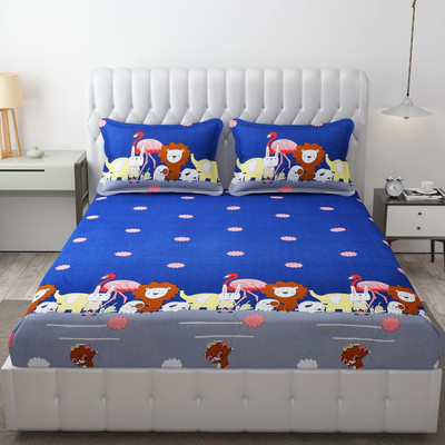 Priscilla Cotton Queen Sized Bedding Set(Dark Blue, Pack of 1)