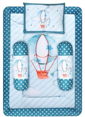 A TO Z ENTERPRISE Cotton Baby Bed Sized Bedding Set(Blue Parashoot, 1 Bedding, 1 Pillow & 2 Bolsters)