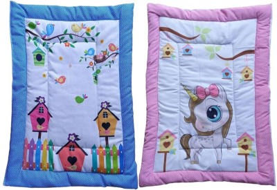 varni impex Cotton King Sized Bedding Set(Blue_Pink1)