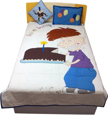 Hugs N Rugs Cotton Single Sized Bedding Set(Multicolor, 1 Comforter 1 Cushion 1 Pillow)