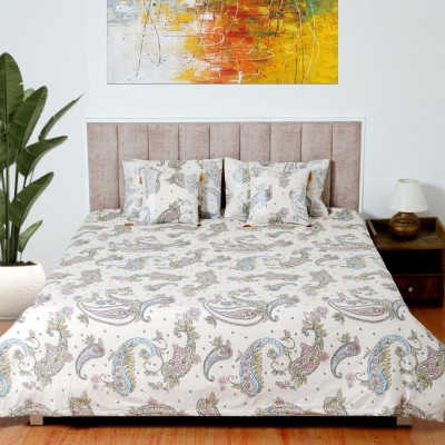 Glaxomas Cotton Double King Sized Bedding Set(Grey)