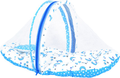 Kid's Charm Cotton Baby Bed Sized Bedding Set(Blue, 1 Baby Net Bed)