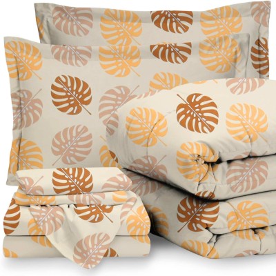 BSB HOME Microfiber Double King Sized Bedding Set(Multicolor, Beige, Coffee Brown, Yellow)