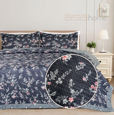 BSB HOME Cotton Double King Sized Bedding Set(Dark Grey & Pink & Multicolor & Red & White)
