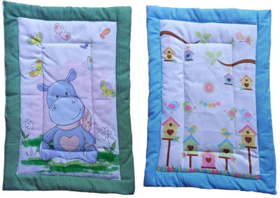 varni impex Cotton King Sized Bedding Set(Green_Blue1, 2)