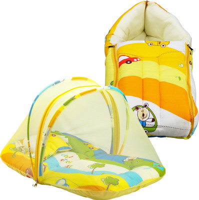 LuvLap Combo Cotton Baby Bed Sized Bedding Set(Yellow, 2)