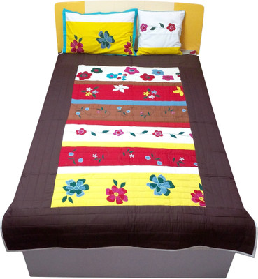Hugs N Rugs Cotton Single Sized Bedding Set(Multicolor, 1 Comforter 1 Cushion 1 Pillow)