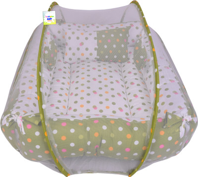 Toddylon New Born Baby Luxury reversible Bedding Set With Mosquito Net And Pillow Standard Crib(Fabric, Green)